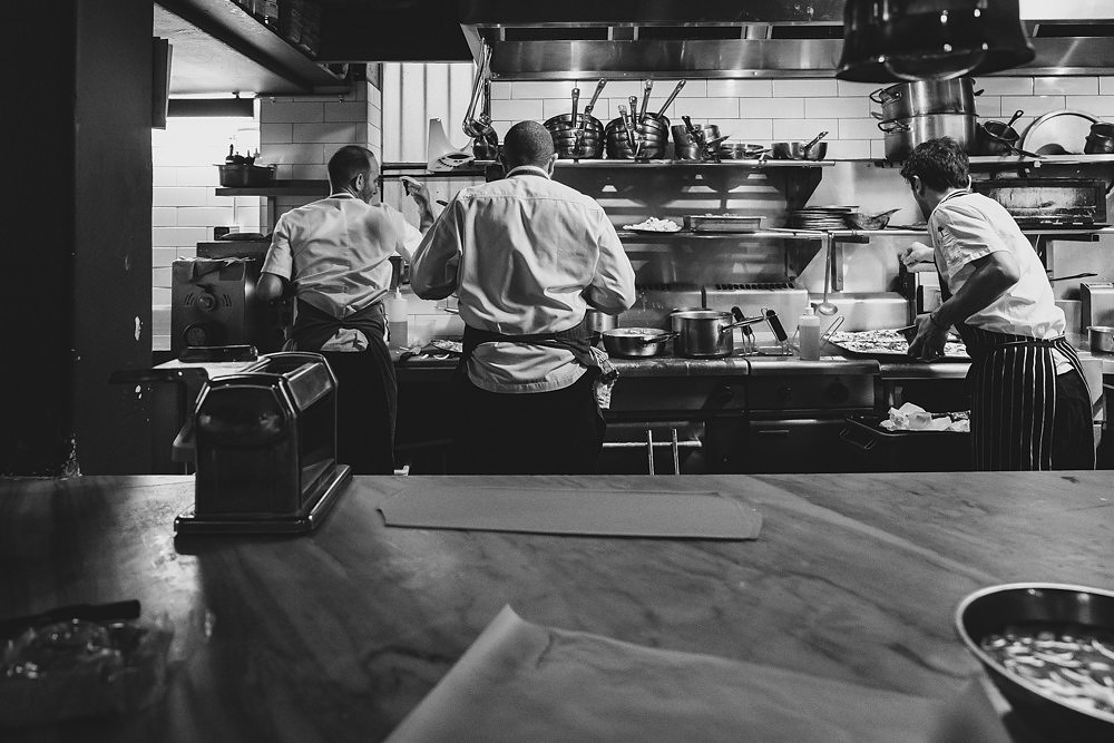silhouette, black and white, pasta bar, daddy chef, bubs in the kitchen, Partial Tipo 00 cast