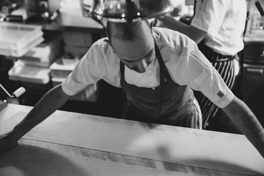 silhouette, black and white, pasta bar, daddy chef, bubs in the kitchen, Partial Tipo 00 cast