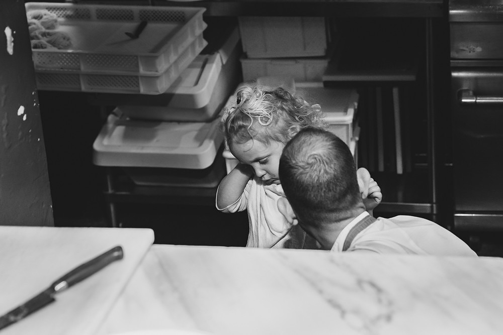 silhouette, black and white, pasta bar, daddy chef, bubs in the kitchen, Partial Tipo 00 cast